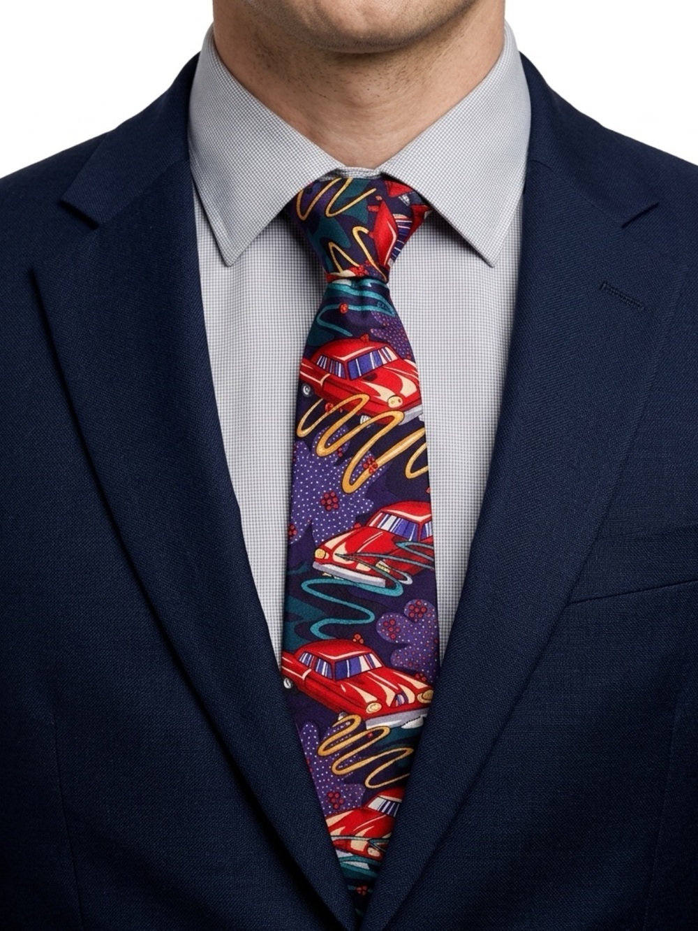 The Beatles Silk Tie Drive My Car 1991 Manhattan Menswear Retro Vintage Purple